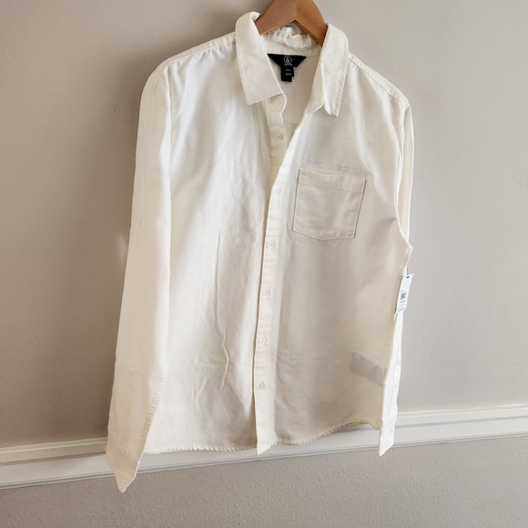 Volcom Other - NWT Volcom Park Long Sleeve White Button-Up Shirt Sz M